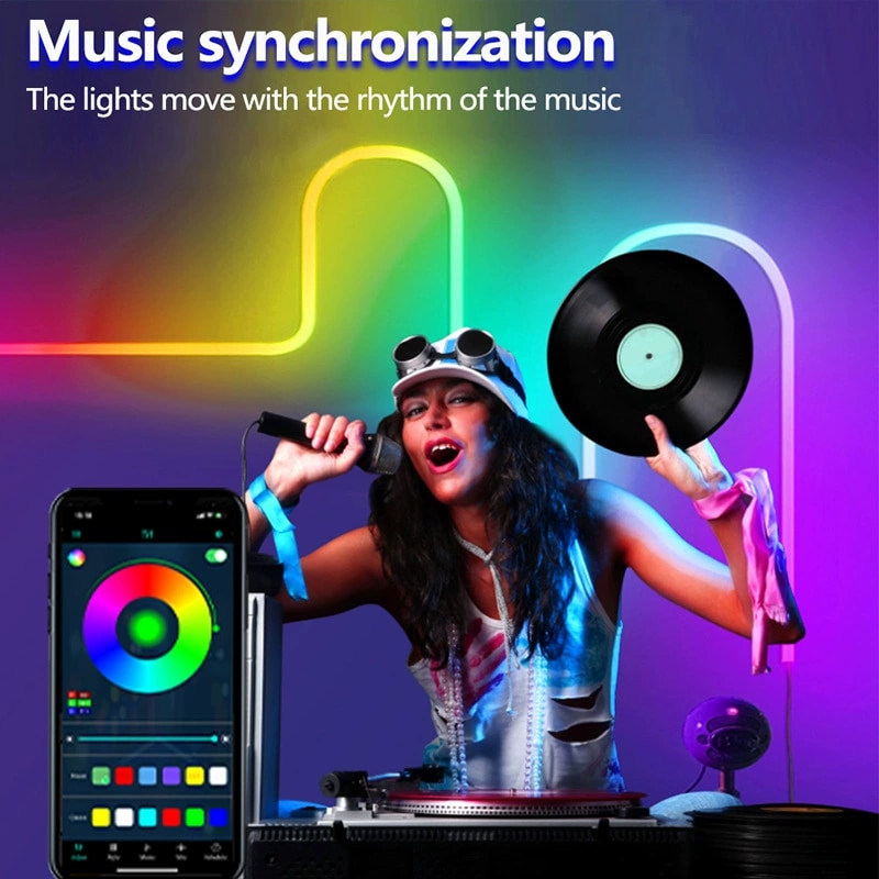 Flexible Silicone Neon Strip - Bluetooth 8 W Neon 3535 RGB Addressable