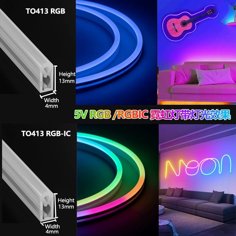 Flexible Silicone Neon Strip - Bluetooth 6 W RGB/RGBAddressable