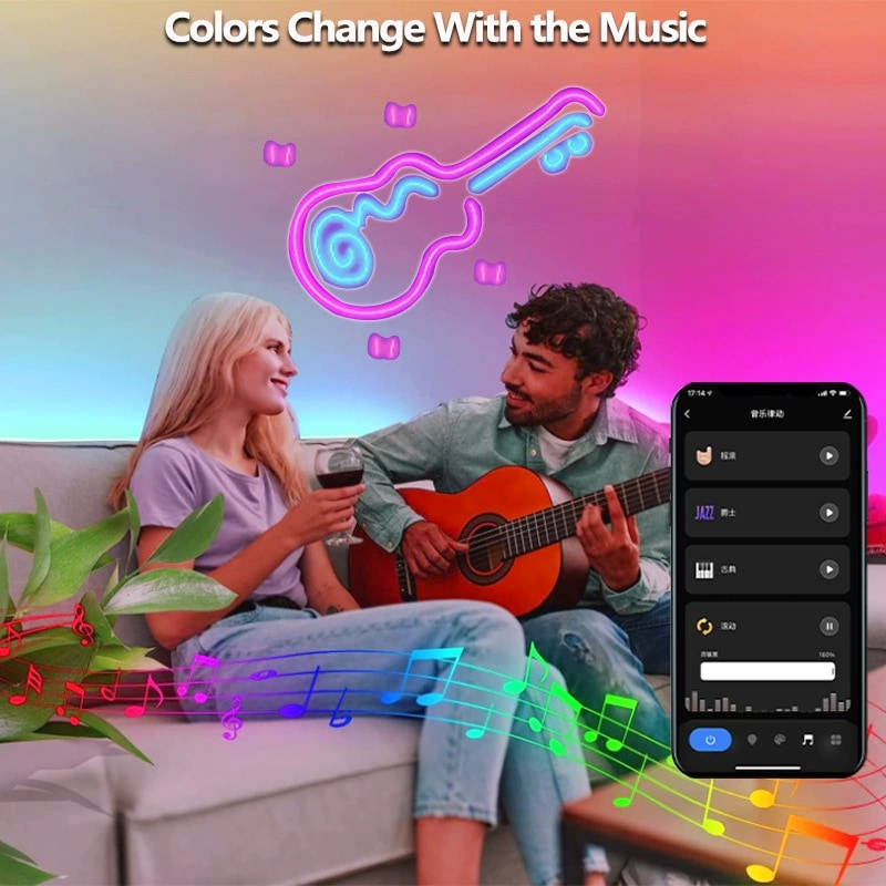 Flexible Silicone Neon Strip - 10 m Smart/Tuya 8 W Neon 3535RGB