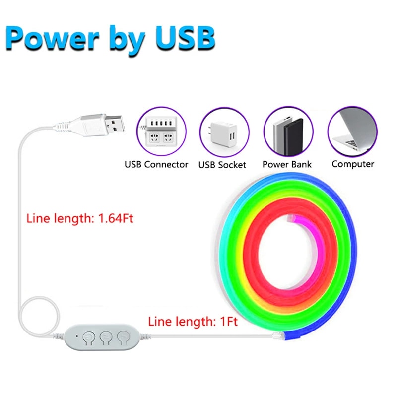 Flexible Silicone Neon Strip - Bluetooth 8 W Neon 3535 RGB Addressable
