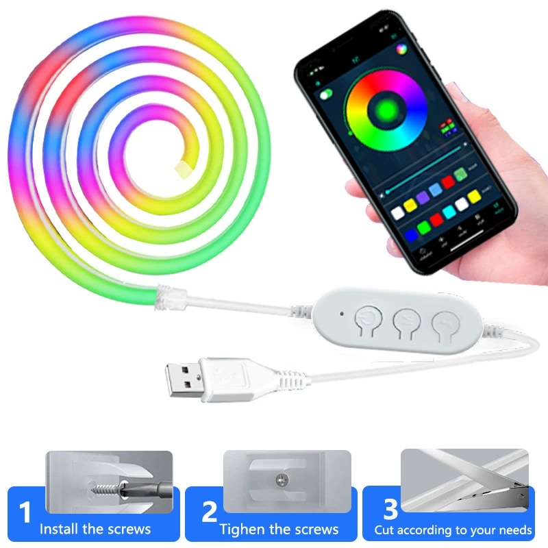 Flexible Silicone Neon Strip - Bluetooth 8 W Neon 3535 RGB Addressable