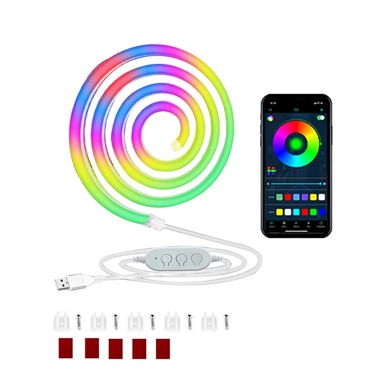 Flexible Silicone Neon Strip - Bluetooth 8 W Neon 3535 RGB Addressable
