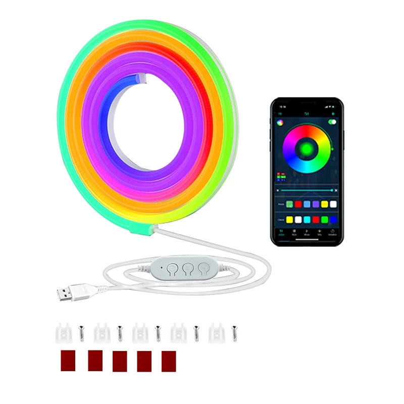 Flexible Silicone Neon Strip - Bluetooth 8 W Neon 3535 RGB Addressable