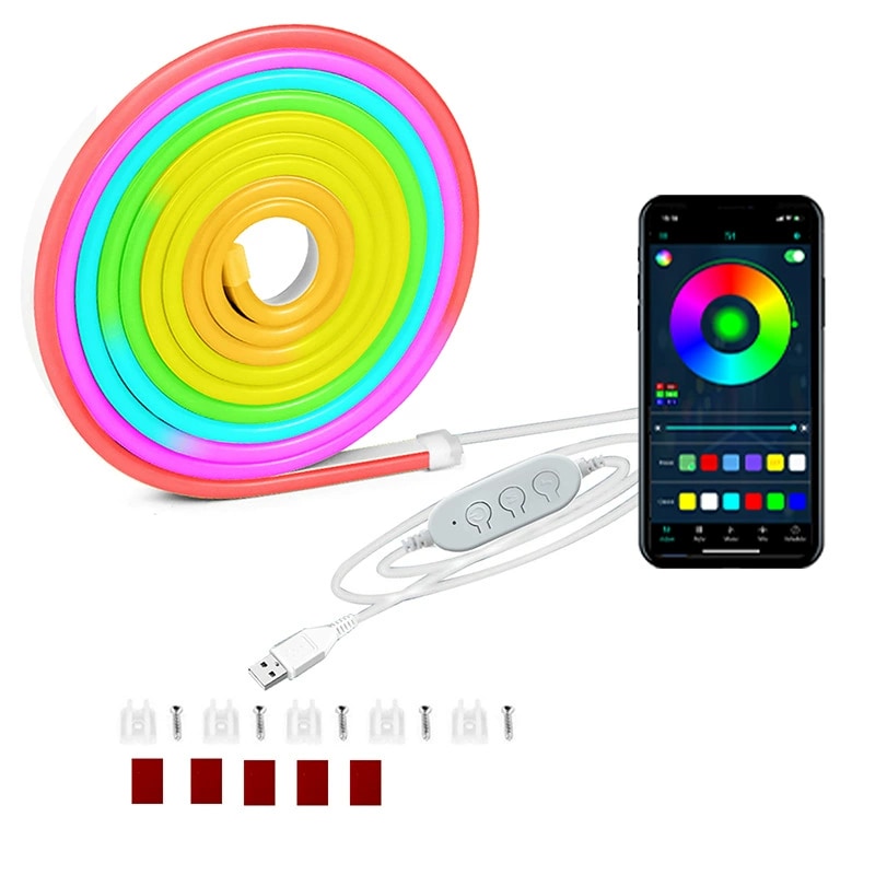 Flexible Silicone Neon Strip - Bluetooth 8 W Neon 3535 RGB Addressable